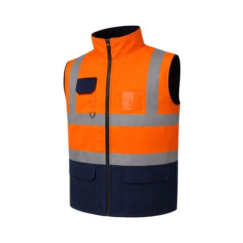 GM Workwear Mens Hi Vis Fleece Lined Reversible Bodywarmer Reflective Vest S-3XL