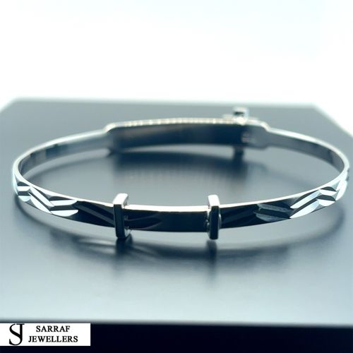 Personalized 925 Sterling Silver Christening Baby Bangle D/C Cz Cross Engravable — image 10