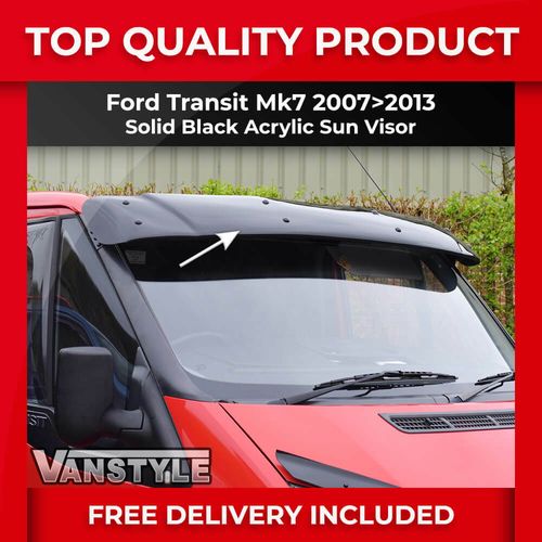 FOR FORD TRANSIT MK7 07-13 BLACK SOLID SUNVISOR SUN VISOR WIND DEFLECTOR TOURNEO — image 1