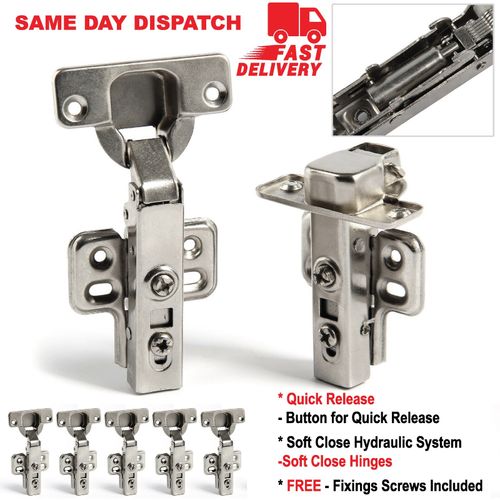 Cabinet Hinges Soft Close Quick Release Kitchen Cupboard Door Full overlay 35mm — image 1