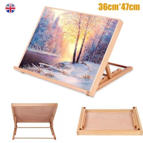Adjustable Wooden Artist Workstation A3 Drawing-Board Easel Art Craft Table-Desk