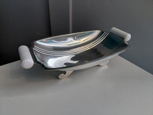 Solid Sterling Silver Footed Bowl Dish Art Deco 146.9g Please Read  — image 8