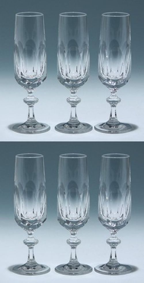 6 Nachtmann lead crystal champagne glasses Alexandra
