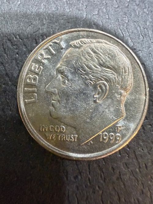 1999 P One Dime Error missing letters