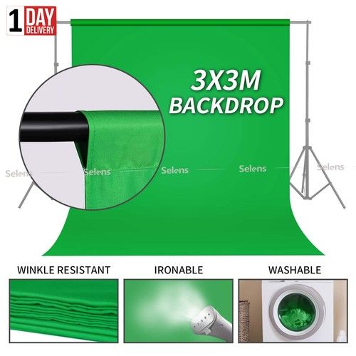 10×10FT Green Backdrop Muslin Cloth Screen Photo Background Photography Studio