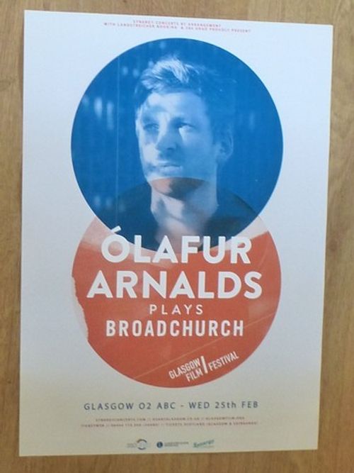 OLAFUR ARNALDS - Plays Broadchurch - Glasgow 2015 tour music Concert gig poster.
