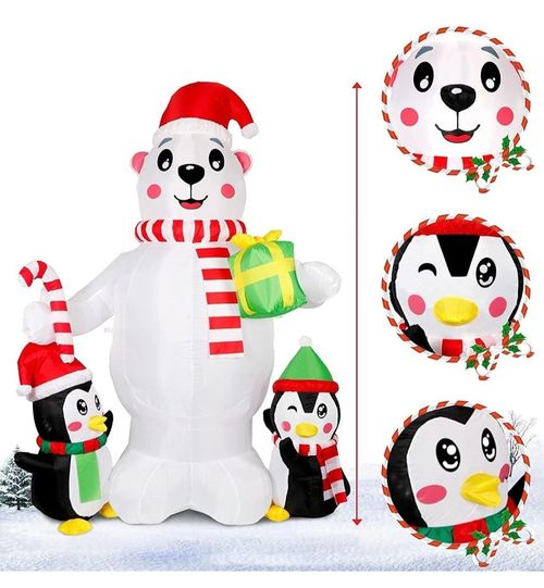 6ft Large Inflatable Polar Bear LED Lights Outdoor Christmas Decorations  — image 3