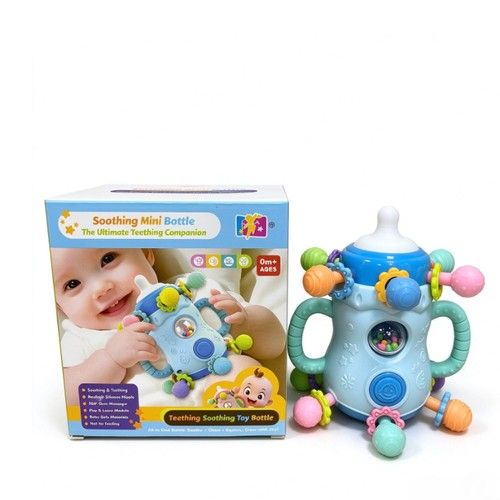 Baby Bottle Pull String Teething Toy Sensory Rattle Soother for Newborn Gift
