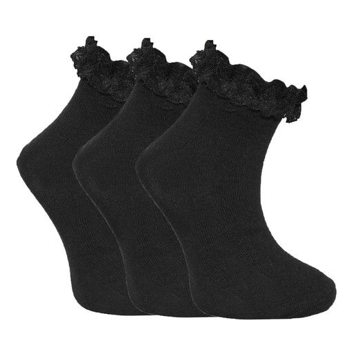 3-12 Pairs Girls Ankle Socks Back To School Plain Cotton Lace Frilly Socks