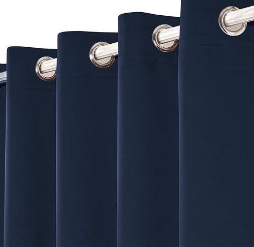 Pair of EYELET Ring Top Plain Thermal BLACKOUT LINED Curtains with Tie Backs — image 3