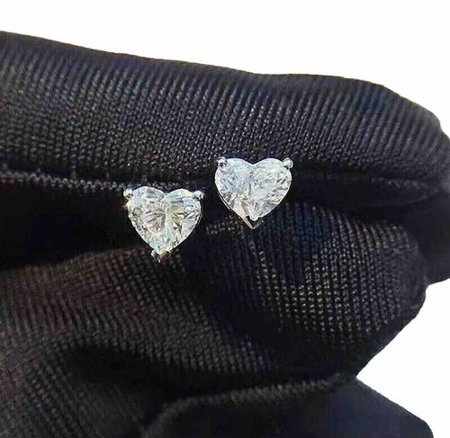 2 Ct Heart Shape VVS1/D Lab Created Stud Earrings 14k White Gold 7mm Push Back — image 2