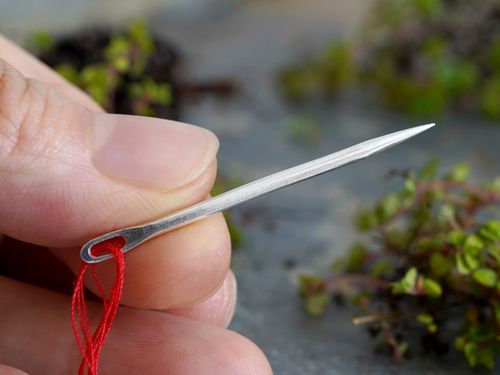 Self Threading Sewing Needle in Solid 925 Sterling Silver, Thick Silver Needle — image 3