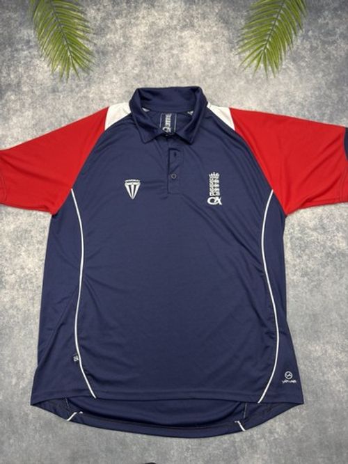 England Cricket ECB CA Fearnley Navy Blue Red Training Performance Polo Shirt XL