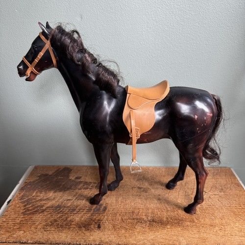 Vintage 1970s Pedigree Sindy Dark Brown Chestnut Horse with Saddle & Bridle 