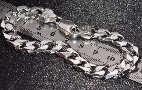 SOLID STERLING SILVER 8.5 INCH MEN'S CHUNKY CURB BRACELET - HEAVY — image 1
