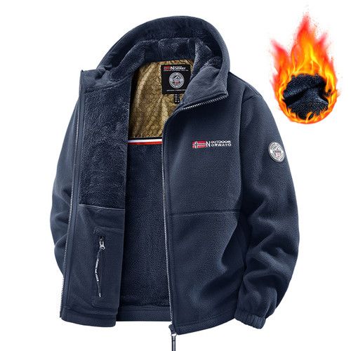 Men Fleece Jacket Outdoor Warm Thick Norway Ski Mountain Zip Coat Hooded Jacket