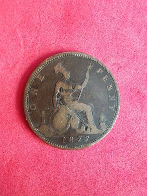 1877 Queen Victoria One Penny Coin.