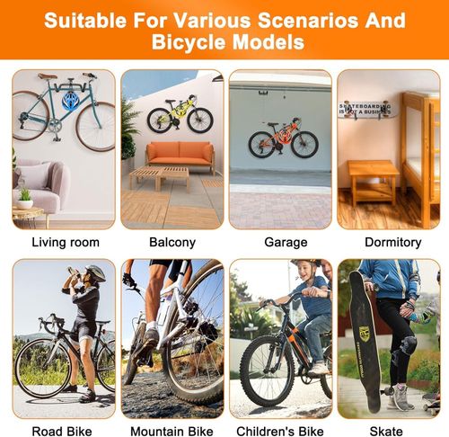 Bike Storage Hanger Wall Mounted Adjustable Bicycle Hook Rack Garage Stand Tool — image 10