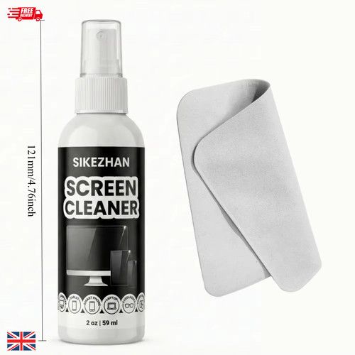 Screen Cleaner Kit 2oz Spray + Microfiber Cloth – Phone, Laptop, TV & Monitor