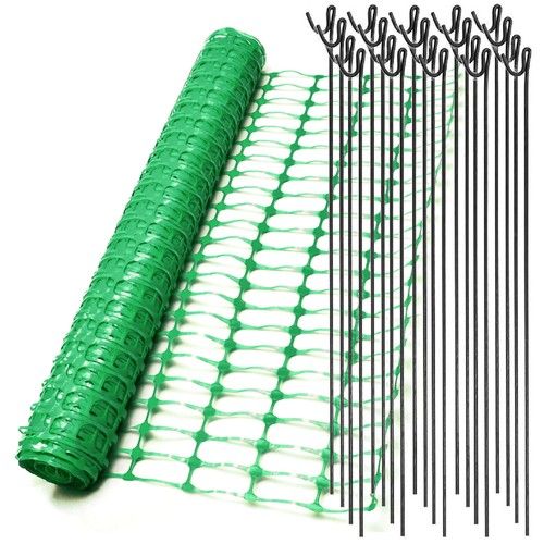 Barrier Mesh Fence Green Orange Plastic Safety Fencing Netting Net & Metal Pins