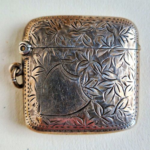Antique Solid Silver Vesta Case Joseph Gloster Birmingham 1906 20g Engraved
