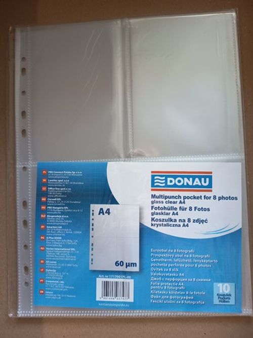 Danube 10x A4 postcard sleeves photo sleeves 4 compartments 10x15 cm 60μm crystal clear