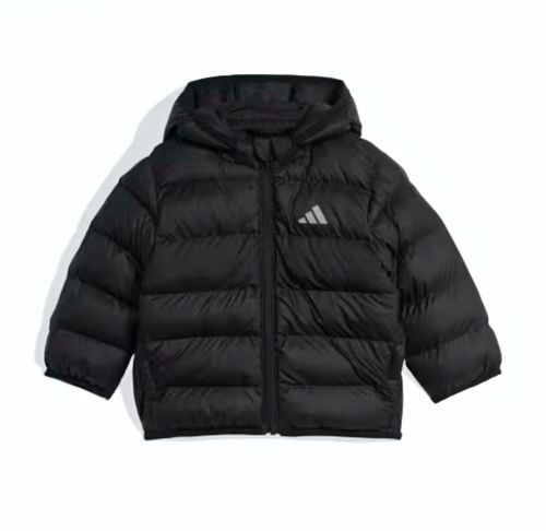 ADIDAS Unisex Baby Black Puffer Jacket 6-9 Months Removable Hood JL7389
