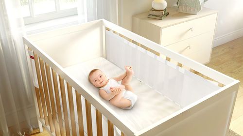 Premium Mesh Cot Bumper for 2 Sided Solid End Cots Double Layers Air Mesh for — image 11