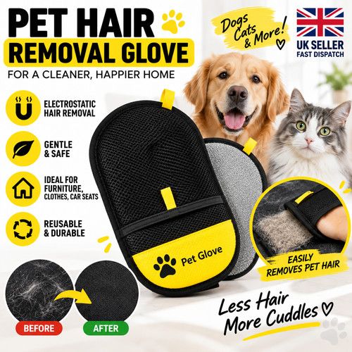 Pet Hair Removal Grooming Glove Dog Cat Fur Deshedding Reusable Mitt