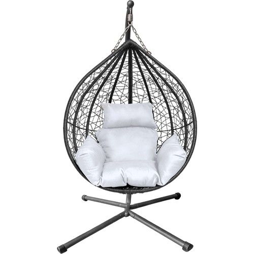 Rattan Garden Hanging Swing Egg Chair Hammocks Egg Chair with Stand & Cushion