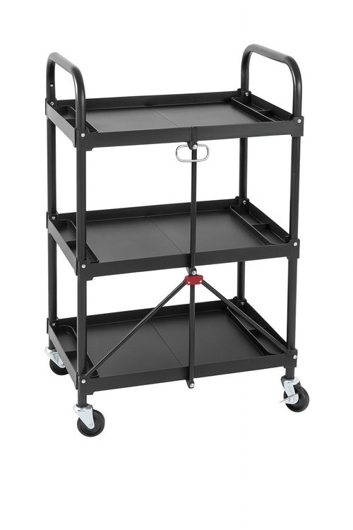 3-Tier Folding Tool Trolley on Wheels 150LB (Storage Utility Kitchen Cart) — image 2