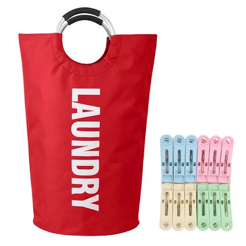 90L Foldable Fabric Laundry Basket Collapsible Clothes Hamper Bag Washing Bin