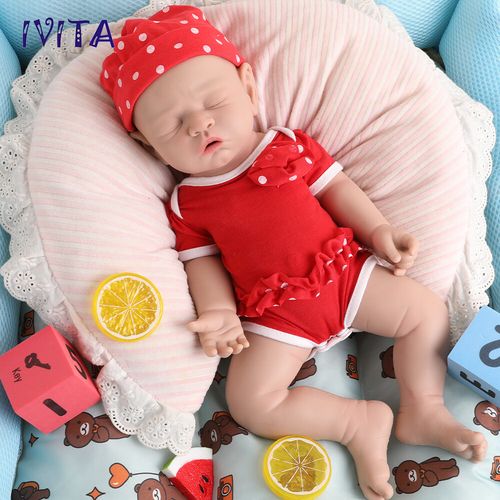 IVITA 17”Handmade Sleeping Girl Full Body Silicone Reborn Baby Doll Toy Gifts — image 1