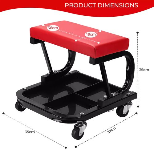 Trolley Seat Mechanics Padded Creeper Car Garage Work Stool Swivel Wheels Chair — image 4