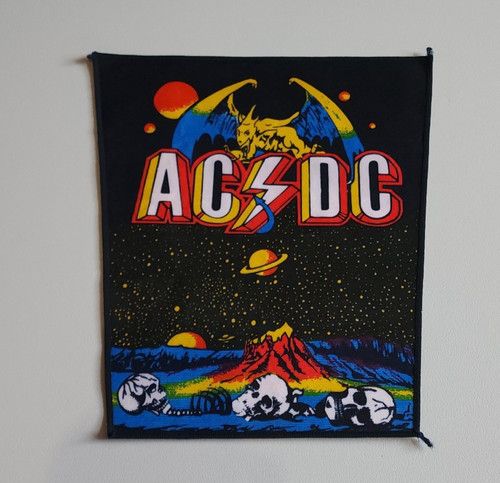 Vintage 1980s Monsters of Rock AC/DC Back Patch Dragon Volcano ACDC Rare UK NOS