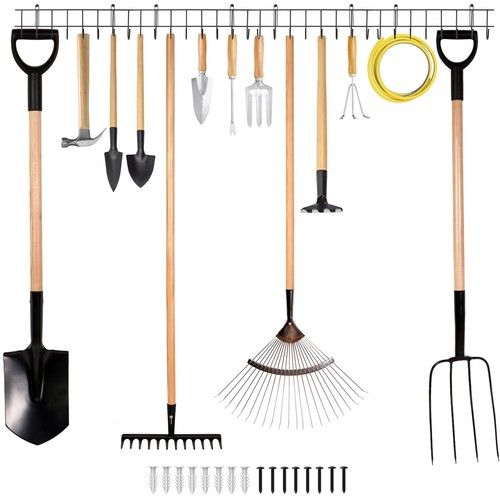 164CM Garden Tool Rack Holder Garage Shed Wall Mounted Storage Organiser
