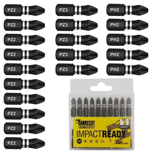 20x SabreCut Impact Drill Driver Screwdriver Bits Set PZ2 PZ3 PH2 POZI