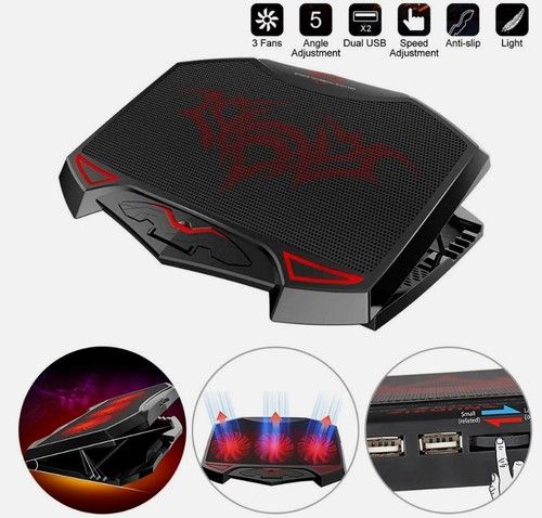 Laptop Cooling Pad Laptop Stand with 3 Cooling Quiet Fans for 12-17" Laptops
