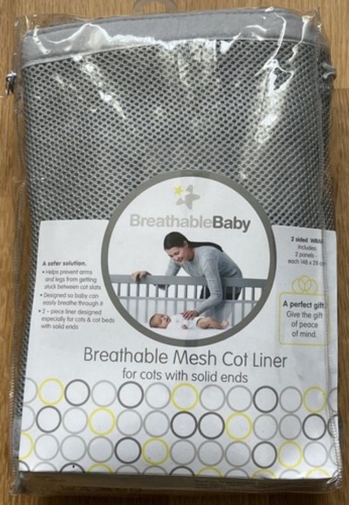 BreathableBaby - Breathable Mesh For Cots With Solid Ends 2 Sided Wrap 148x28cm