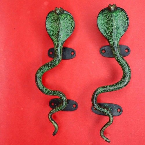 Handcrafted Brass Snake Pair Shape Victorian Style Window Door Pull Handles