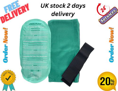Lewis-Plast Premium Hot & Cold Reusable Gel Pack Compress Wrap with Sleeve