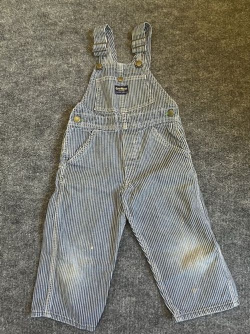 Vintage 60s 70s Kids Osh Kosh Overalls B’gosh Vestback Union Made Pin Stripe USA