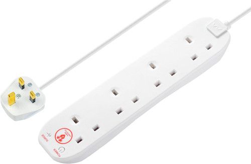 Masterplug Four Socket Extension Lead with Surge Protection, Power and Surge LED