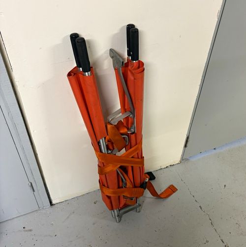 Orange Folding Patient Stretcher/Backboard with Straps & Handles Emergency — image 1