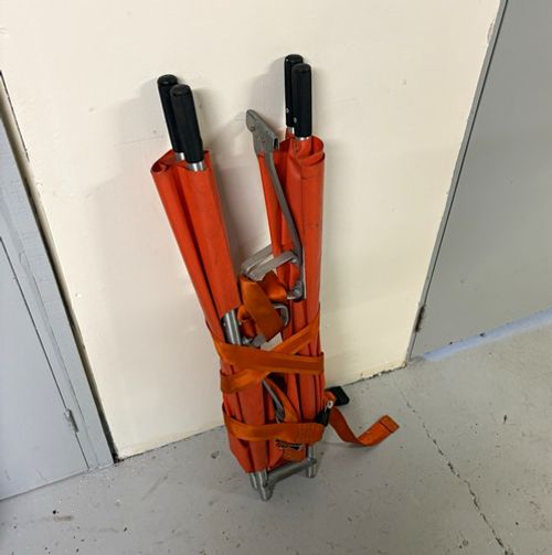 Orange Folding Patient Stretcher/Backboard with Straps & Handles Emergency