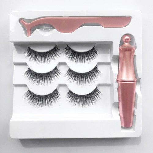 Waterproof Magnetic 5 Pairs Eyelashes + Eyeliner + Tweezer Long Lashes Set UK