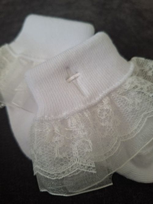 Baby Girls White Christening/baptism Socks With  Embroidered Cross