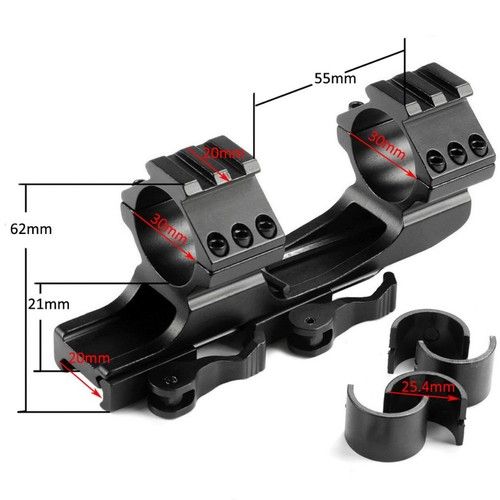 Cantilever Rifle Scope Ring Mount 1''/30mm Quick Release for 20mm Picatinny Rail