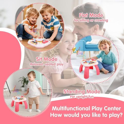 Cemirk Baby Activity Table - Educational Musical Toy for 6-36  - Pink — image 7
