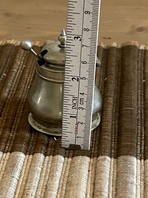 Antique EPNS Silver Plate Mustard Pot with Lid, Blue Glass Liner & Spoon VGC — image 14